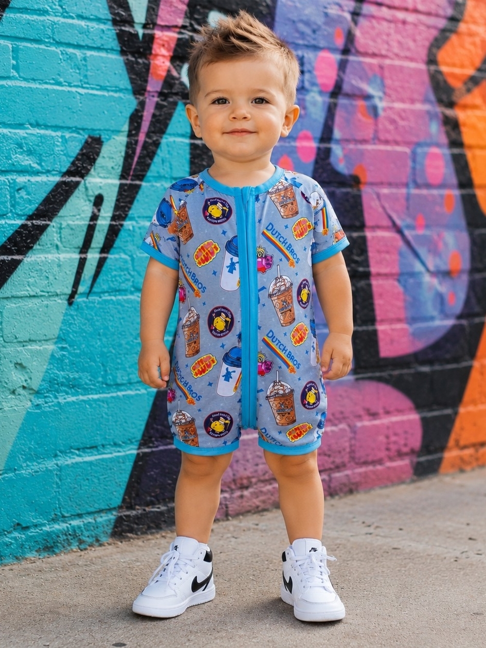 Dutch Bros Inspired Printed Kids Bamboo Romper